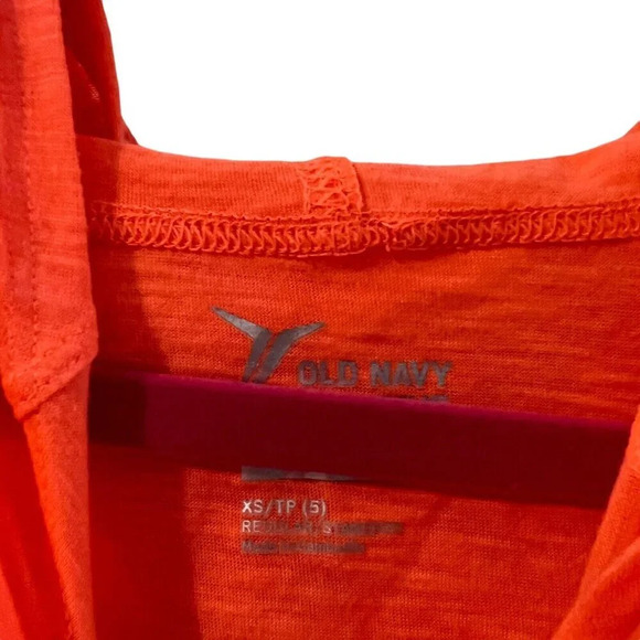 Old Navy Active Girls Hooded Pullover Size XS Bright Orange Thin Lightweight Top - Picture 4 of 4
